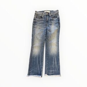 AYR The Bomb Pop Cropped-Flare Jeans Medium Wash Raw Hem 28